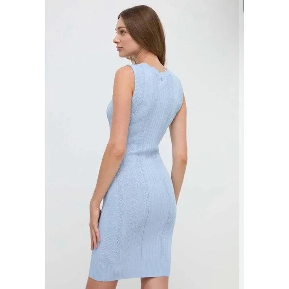 Guess Bodycon Sweater Dress Women's Medium Adaline Sleeveless Fitted Knit Blue - Picture 2 of 10